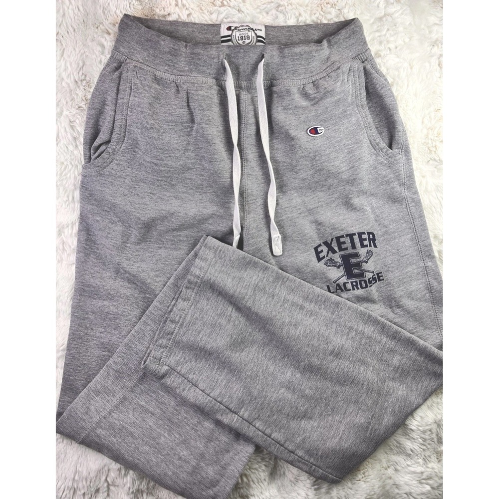 Champion Exeter Lacrosse Sweatpants Mens Size S Gray Athletic Pants A7